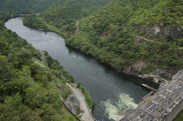 Fototapeta na wymiar Building electricity power plant at Bhumibol Dam in Tak, Thailand