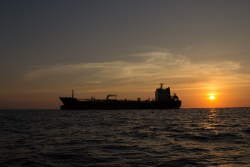 Tanker ship passing the Similan islands in the Adaman Sea in Thailand