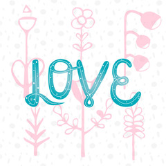 Vector illustration Love You. Handwritten quote for prints on t-shirts and posters.