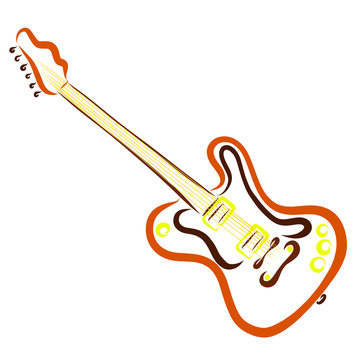 Orange electric guitar, smooth lines