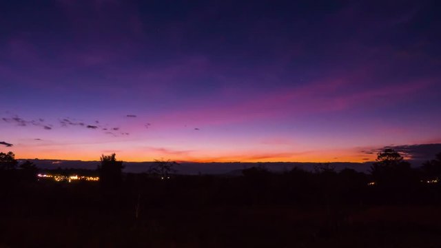 Full HD timelapse video for travel asia and summer concept from timelapse video sunset with cloud moving with firework with mountain view background