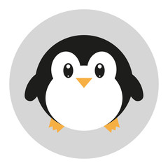 Vector flat icon  with penguin in kawaii style 