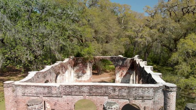 Aerial view of Old Sheldon Church Ruins near Beaufort, South Carolina