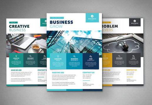 Business Flyer Layout with Colorful Squares