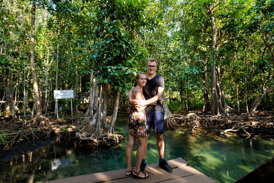 Tourists in Tha Pom mangrove reserve