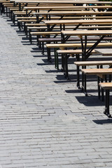 empty tables on restaurant summer terrace