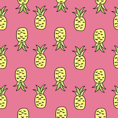 Vector Pink Pineapple Seamless Pattern