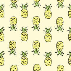 Vector Yellow Pineapple Seamless Pattern