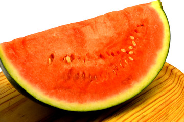 Watermelon slice on white background