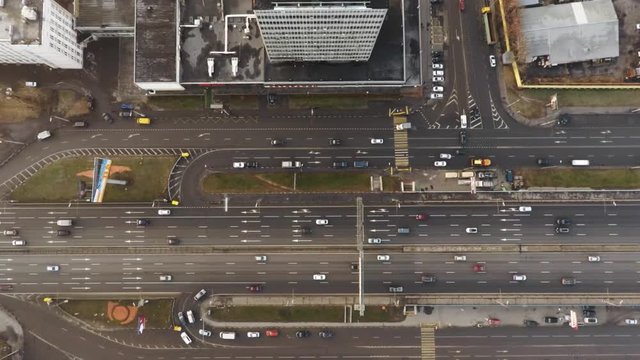 Aerial view of highway in Moscow city, Russia
