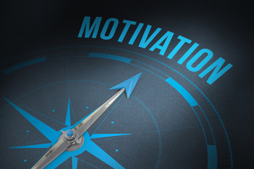 The word motivation and compass against grey