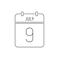 July 9 calendar icon thin line. Day of employees of the diplomatic service of Azerbaijan, the uniqueness of Argentina