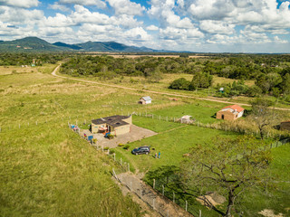 Fototapeta na wymiar Aerial view in Paraguay overlooking the Ybytyruzu Mountains.