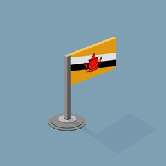 Brunei Isometric Flag with Flat Web Colors