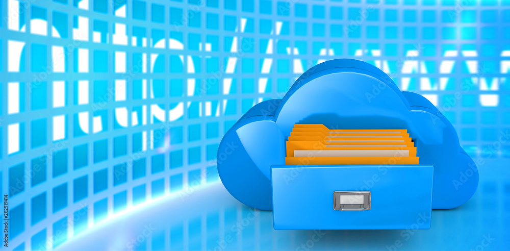 Aufkleber cloud computing drawer against http address on digital screen