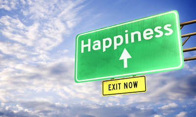 Fototapeta premium 3d: Road Sign Saying Happiness