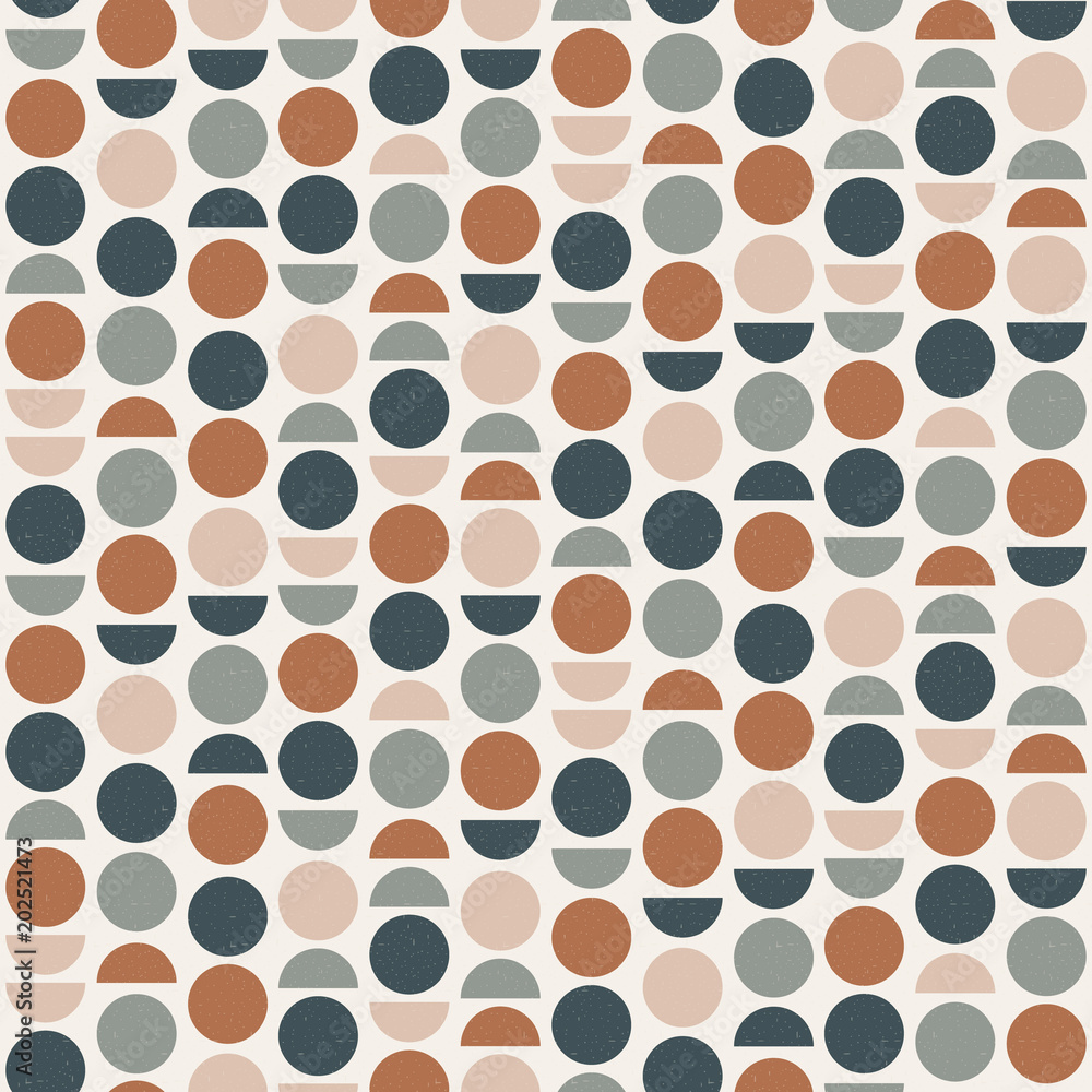 Poster abstract geometric wallpaper with semi circles and circles. seamless vector pattern in scandinavian 