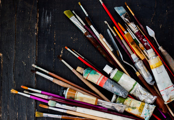 Artist paint brushes background.