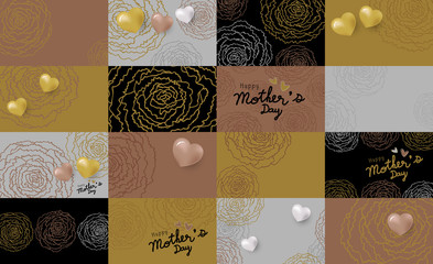 Set of mothers day card design of carnation flowers background vector illustration
