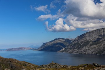 Fototapeta na wymiar Clouds over mountain Northern Norway