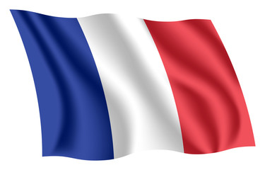 France flag. Isolated national flag of France. Waving flag of the French Republic. Fluttering textile french flag. Tricolour. - 202523654