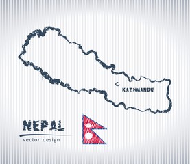 Nepal national vector drawing map on white background