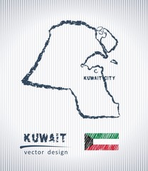 Kuwait vector chalk drawing map isolated on a white background