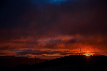 Fototapeta na wymiar Amazing sunrise on camino