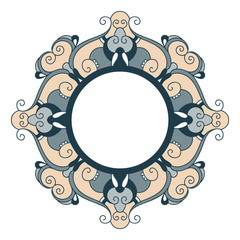Decorative round lace frames in mandala style. Vector pattern isolated on white