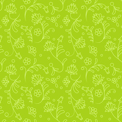 Green seamless floral pattern