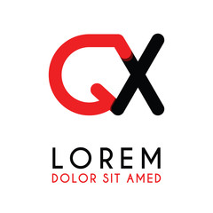 initial Letter QX with red Black and has rounded corners
