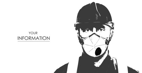 gas mask with helmet drawing