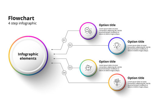 Colorful 4 Step Infographics With Modern Gradient Circles