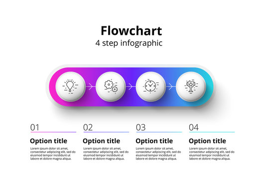 Colorful 4 Step Infographics With Modern Gradient And Circles