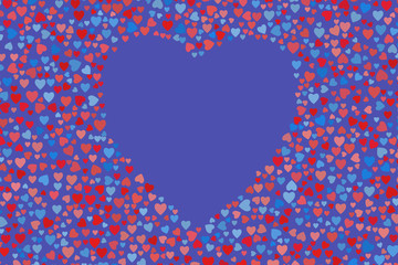 Abstract colored heart or love shape pattern. Texture, messy, background & canvas.