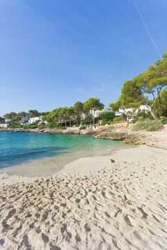 Cala d'Or, Mallorca - Many footprints in the sand at the beach of Cala d'Or