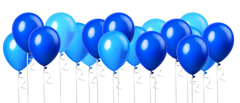Large group of light sky blue balloon isolated on a white background. Party decoration for celebrations and birthday