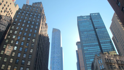 CLOSE UP: Expensive glassy skyscrapers, office buildings and blocks of flats