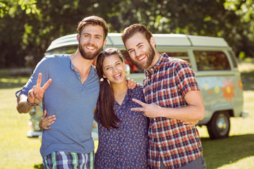 Hipster friends smiling at camera