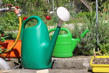 Working in the garden, Gartenarbeit, Bew&auml;sserung