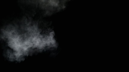 Fototapeta na wymiar White water vapour on a black background. Close-up shot
