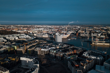 Fototapeta premium Aerial view of Jatkasaari district of Helsinki, Finland