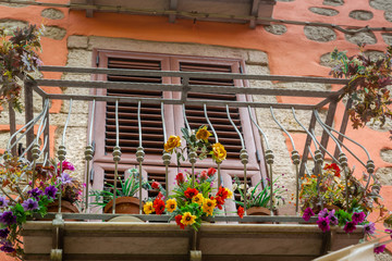 Fototapeta na wymiar Typical streets of the town Bosa, Sardinia