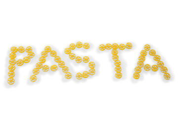 Pasta text made from rotelle