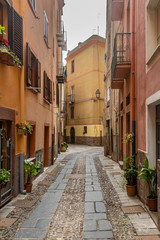 Typical streets of the town Bosa, Sardinia