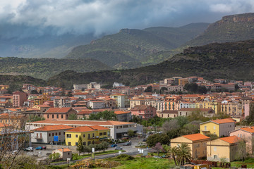 Fototapeta na wymiar View of the medieval town of Bosa, Sardinia