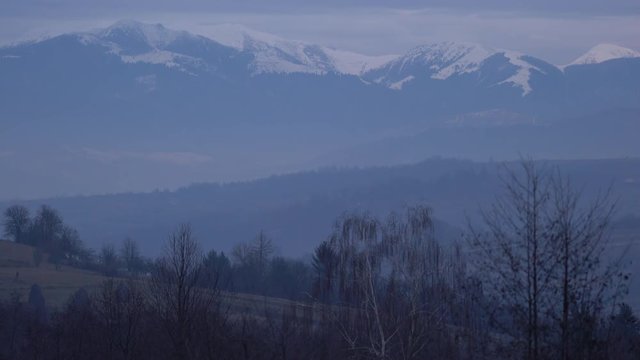 Mountains seen in the evening