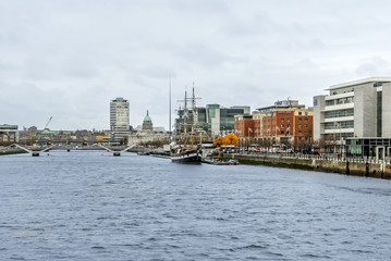 Dublin, Ireland, 24 October 2012: Buildings and River