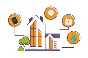 Vector illustration for Smart Home technology promo.