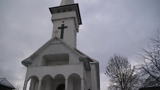 Low angle view of a church in Oncesti 